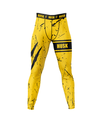 HUSK Men's Compression Leggings - Yellow Slash Compression Pants