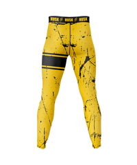 HUSK Men's Compression Leggings - Yellow Slash Compression Pants
