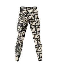HUSK Men's Compression Leggings - Tattoo Skull Fight Wear