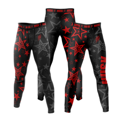HUSK Men's Compression Leggings - Red Star Combat Pants