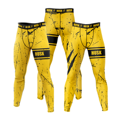 HUSK Men's Compression Leggings - Yellow Slash Compression Pants