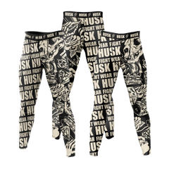 HUSK Men's Compression Leggings - Tattoo Skull Fight Wear