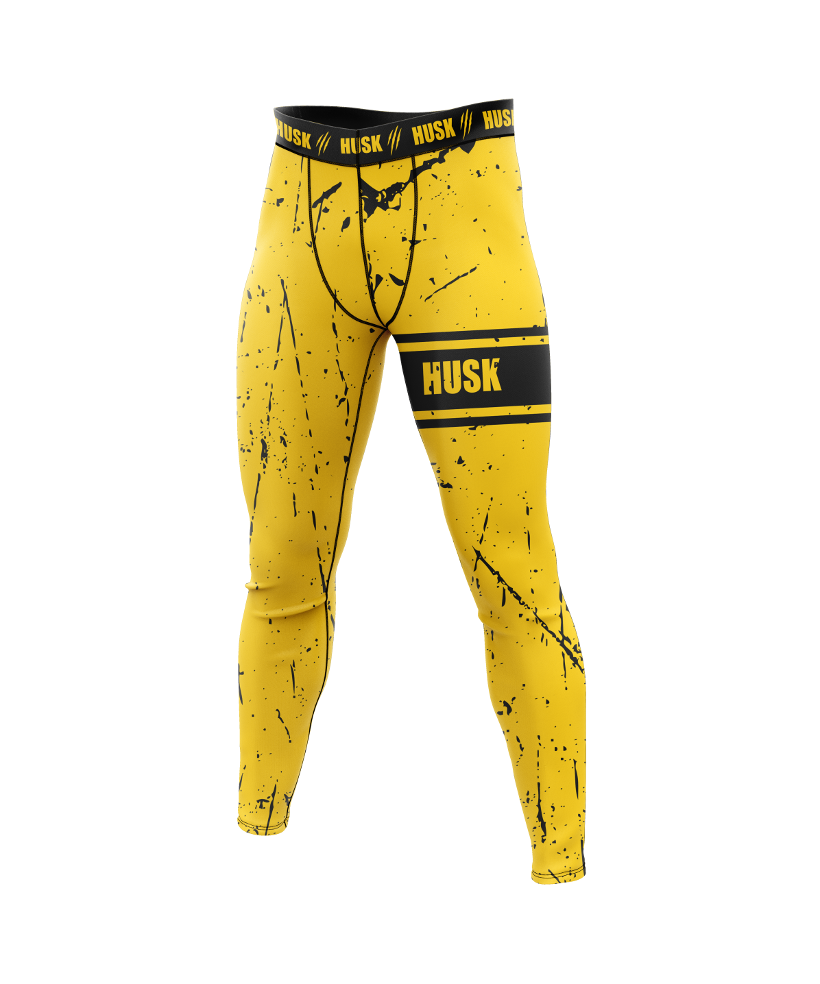 HUSK Men's Compression Leggings - Yellow Slash Compression Pants