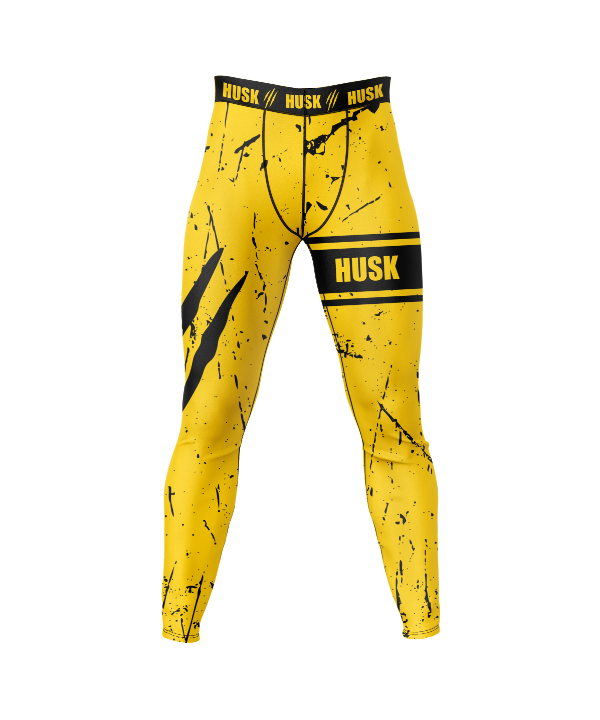 HUSK Men's Compression Leggings - Yellow Slash Compression Pants