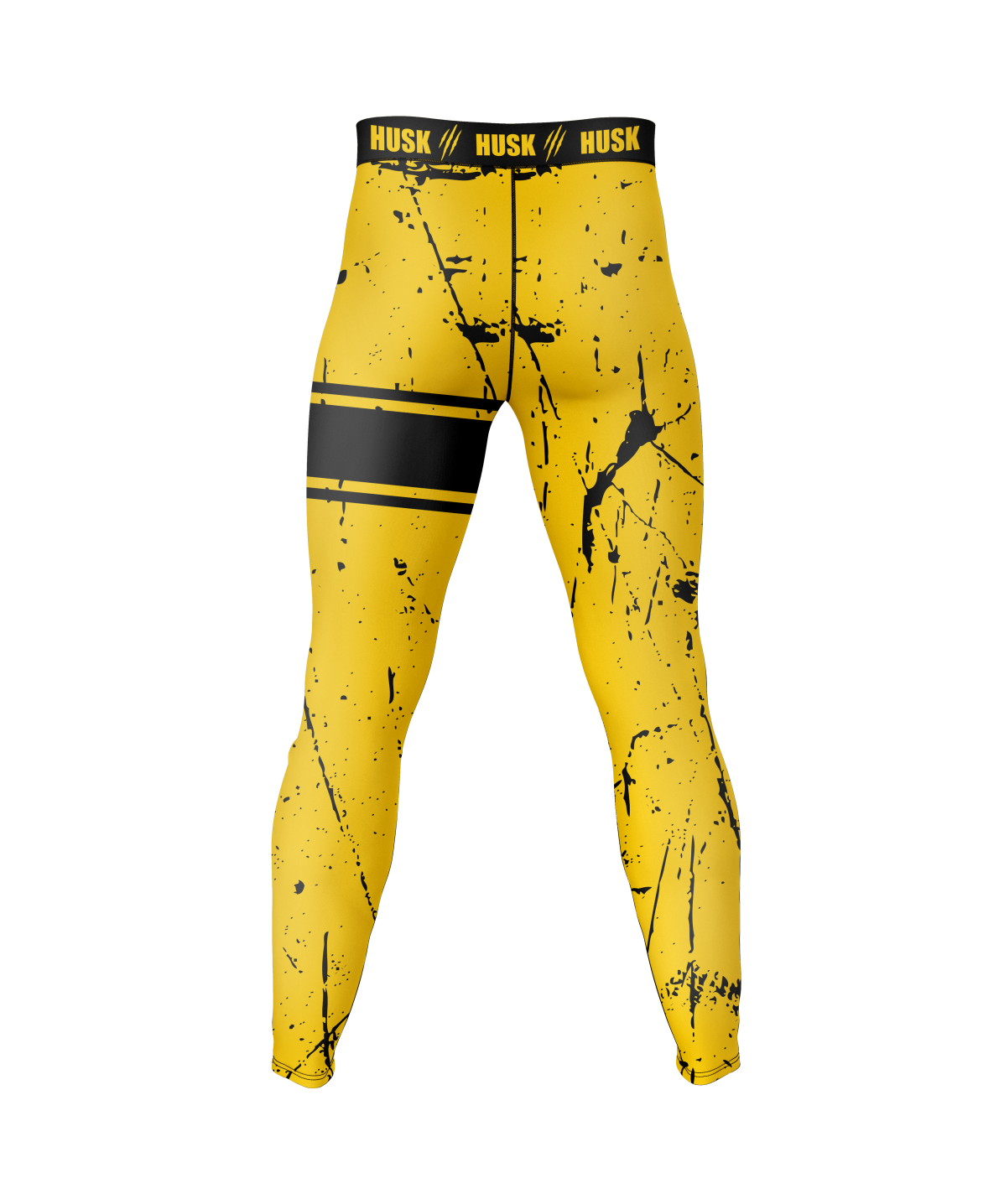 HUSK Men's Compression Leggings - Yellow Slash Compression Pants