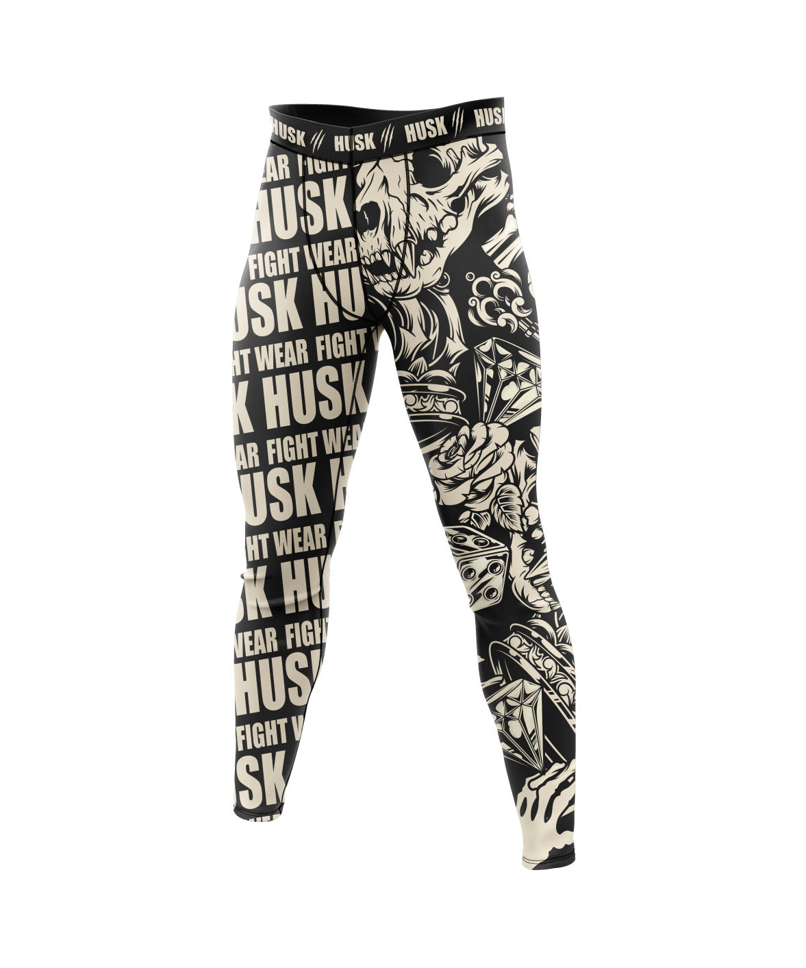 HUSK Men's Compression Leggings - Tattoo Skull Fight Wear