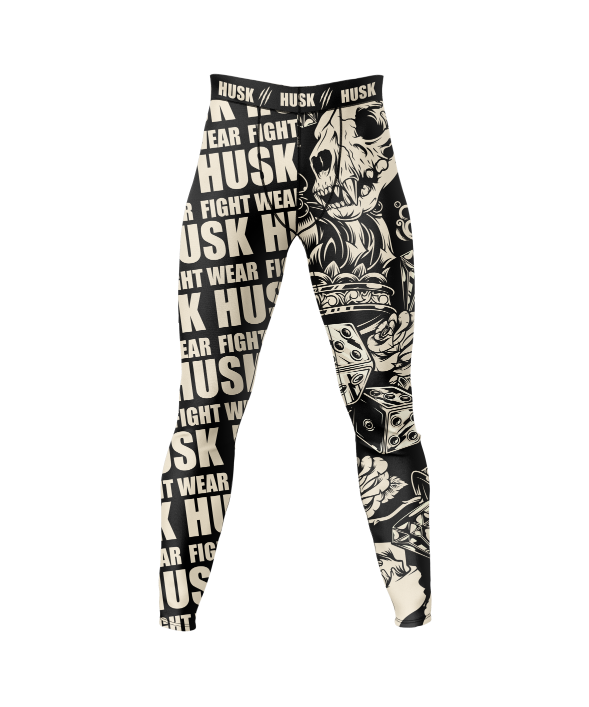 HUSK Men's Compression Leggings - Tattoo Skull Fight Wear