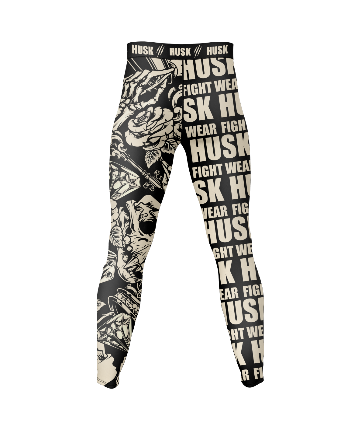 HUSK Men's Compression Leggings - Tattoo Skull Fight Wear