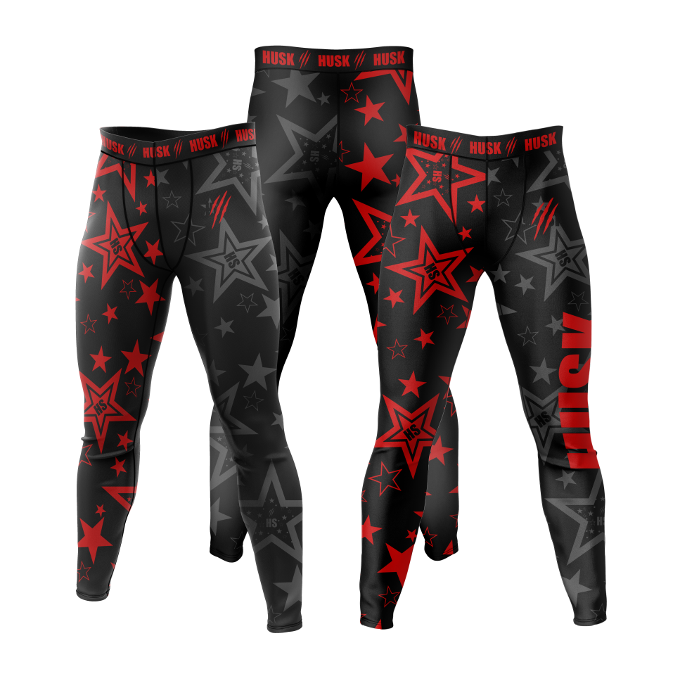 HUSK Men's Compression Leggings - Red Star Combat Pants