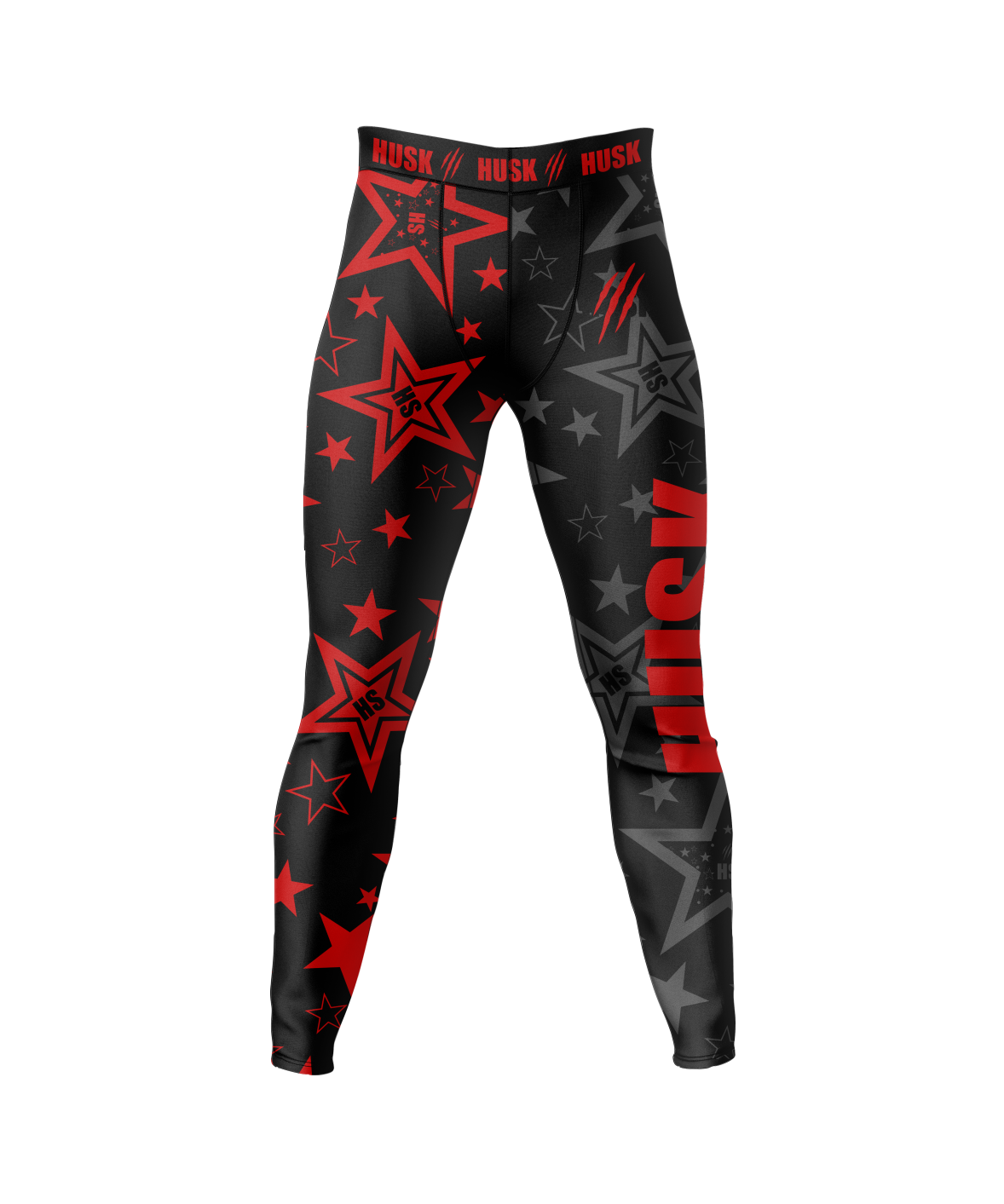 HUSK Men's Compression Leggings - Red Star Combat Pants