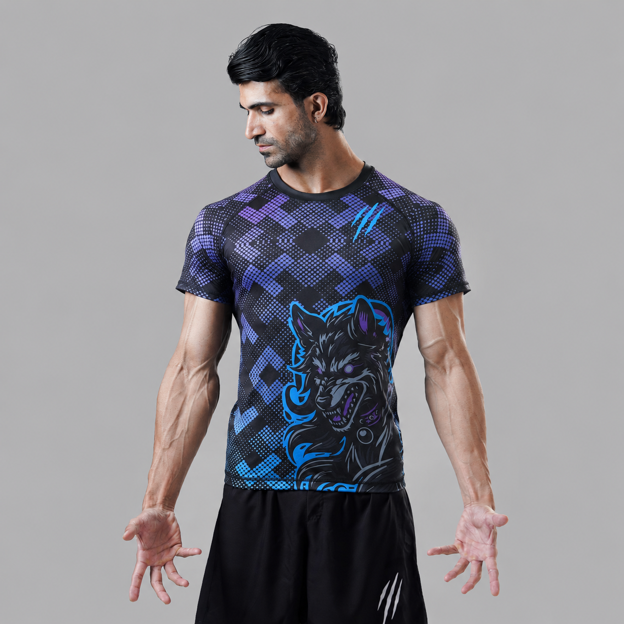 Lunar Wolf Grid Rash Guard